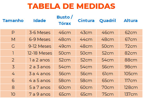 Tabela de Medidas